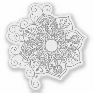 Mandala Retro hand drawn tattoo henna flower Sticker