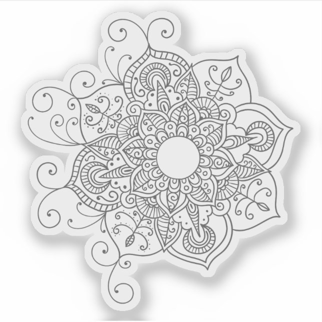 Mandala Retro hand drawn tattoo henna flower Sticker (Front)