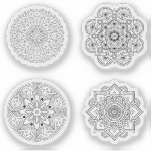 Mandala Retro hand henna tattoo set 4x Sticker