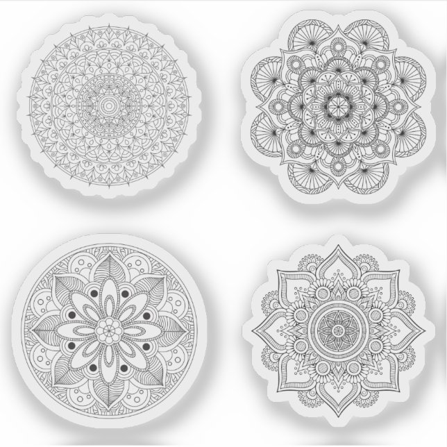Mandala Retro hand henna tattoo set 4x Sticker (Front)
