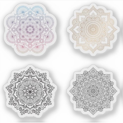 Mandala Retro hand henna tattoo set 4x Sticker