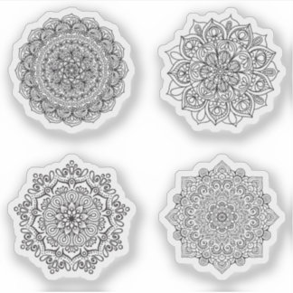 Mandala Retro hand henna tattoo set 4x Sticker