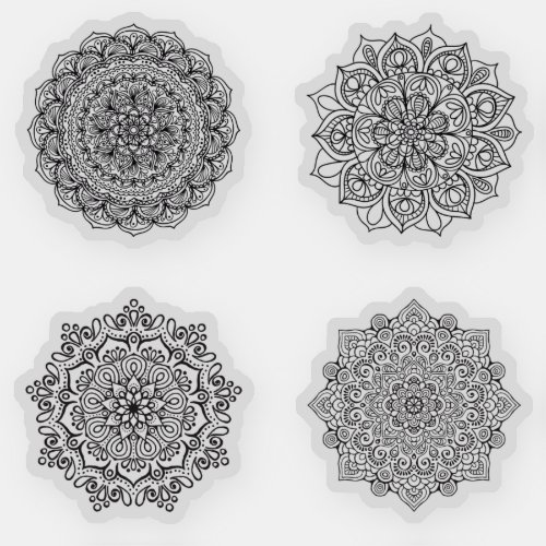 Mandala Retro hand henna tattoo set 4x Sticker