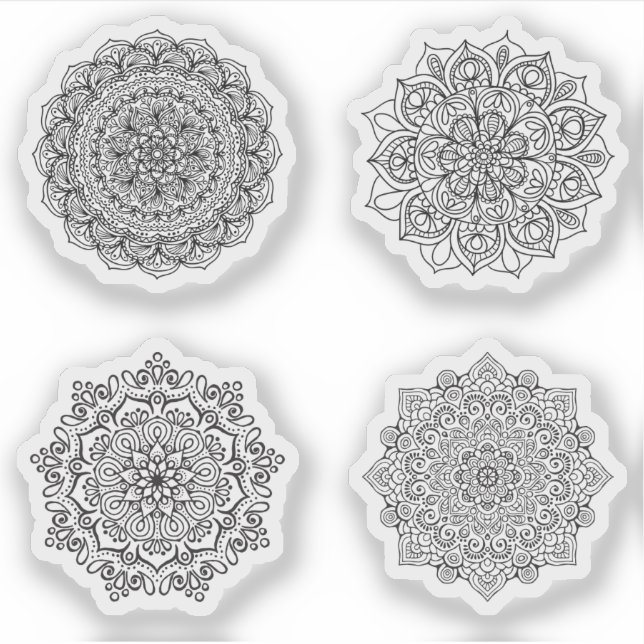 Mandala Retro hand henna tattoo set 4x Sticker (Front)