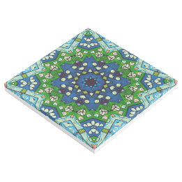 Mandala Retro Mosaic Green Blue Pattern Gallery Wrap