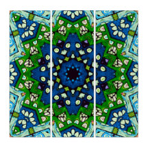 Mandala Retro Mosaic Green Blue Pattern