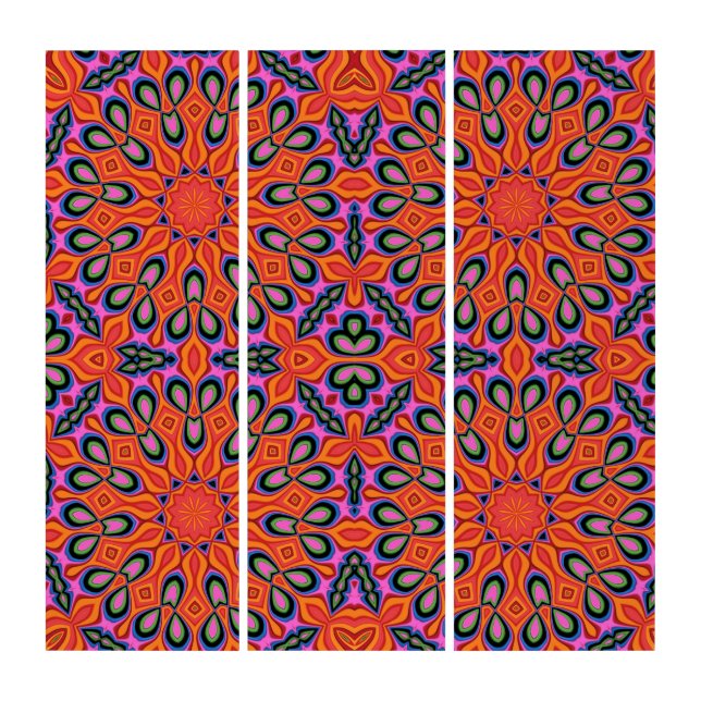 Mandala Retro Orange Hipster Decor Wall Art Sets (Front)