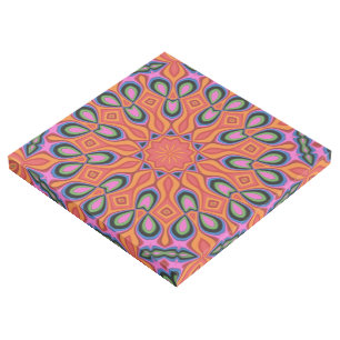 Mandala Retro Orange Hipster Decor Wood Art