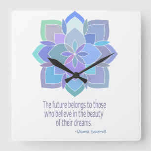 Mandala Roosevelt Beauty Quote Square Wall Clock
