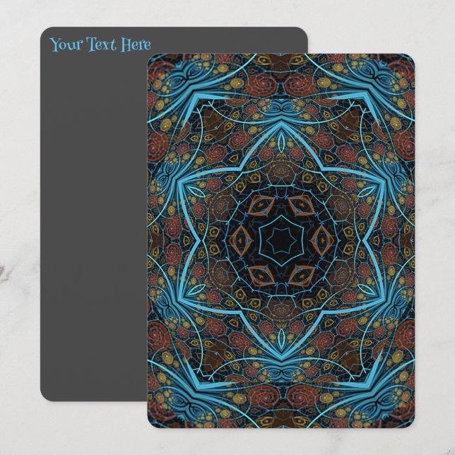 Mandala Rosette Boho Bohemian Style Dandy Pattern Invitation (Front/Back)