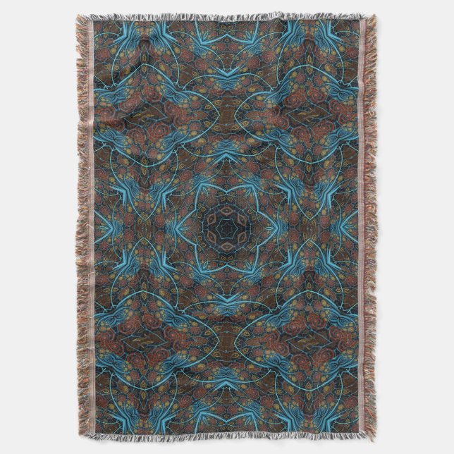 Mandala Rosette Boho Bohemian Style Dandy Pattern Throw Blanket (Front Vertical)
