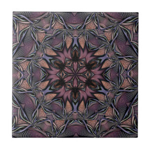 Mandala Rosette Floral Twine Retro Boho Ceramic Tile