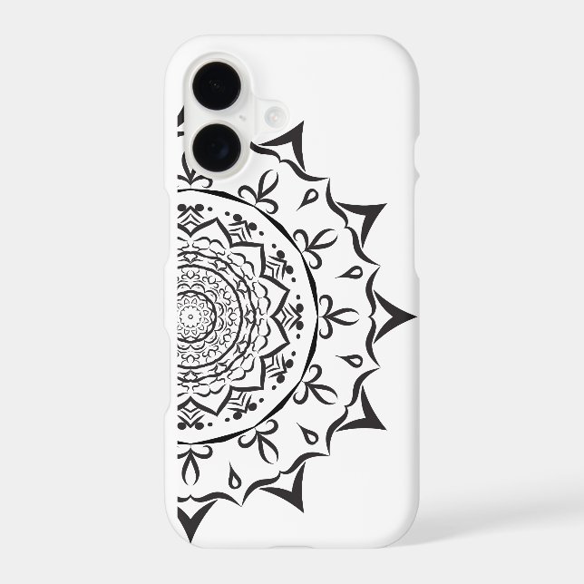 Mandala. Round black and white oriental pattern Iphone Case (Back)