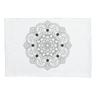 Mandala. Round black and white oriental pattern Pillow Case
