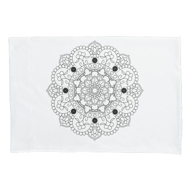 Mandala. Round black and white oriental pattern Pillow Case (Front)