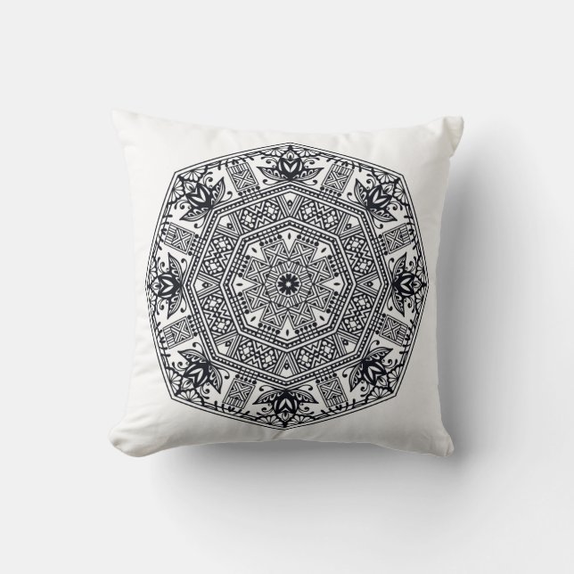 Mandala Round Ornament Throw Pillow (Front)