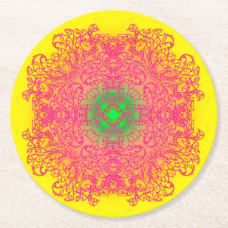 mandala round paper coaster