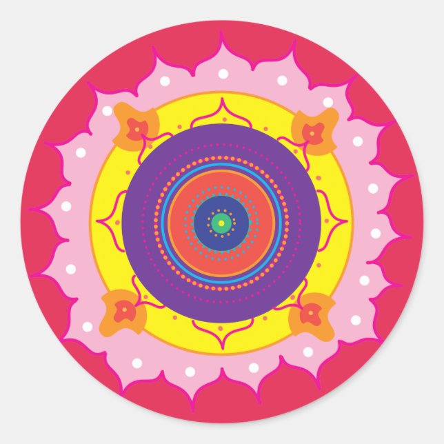 Mandala rt Round Sticker, Glossy Classic Round Sticker (Front)