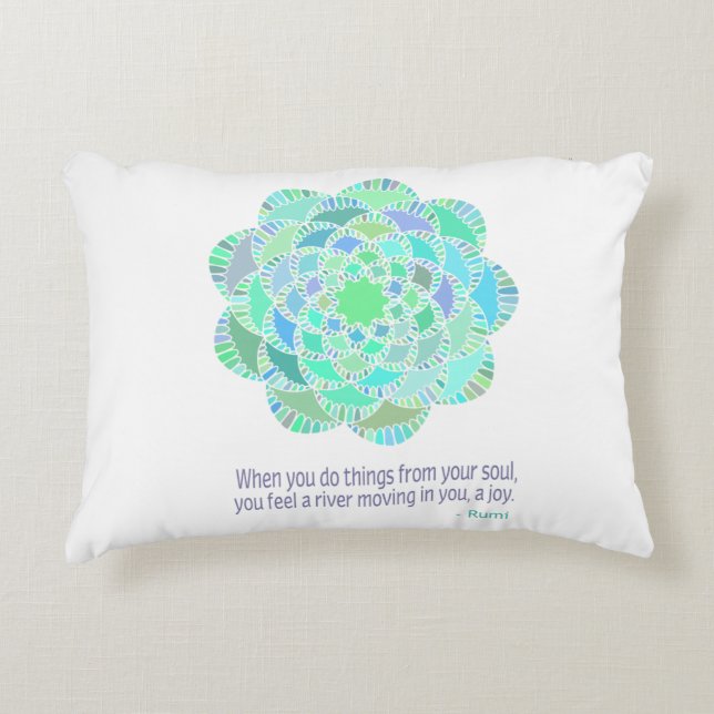 Mandala Rumi Joy Quote Accent Pillow (Front)