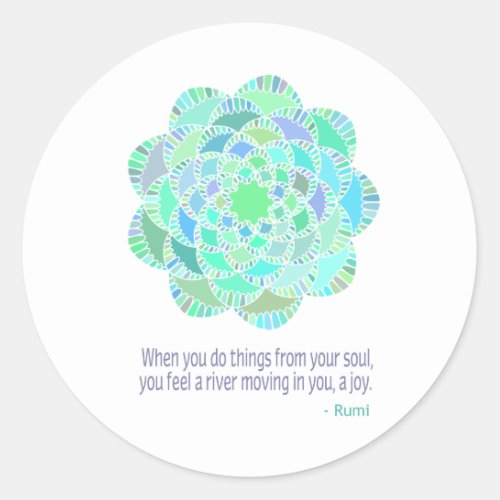 Mandala Rumi Joy Quote Classic Round Sticker