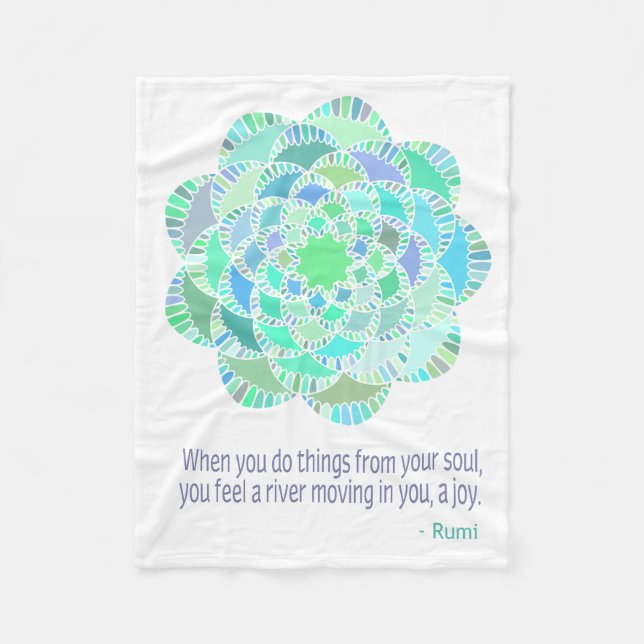 Mandala Rumi Joy Quote Fleece Blanket (Front)