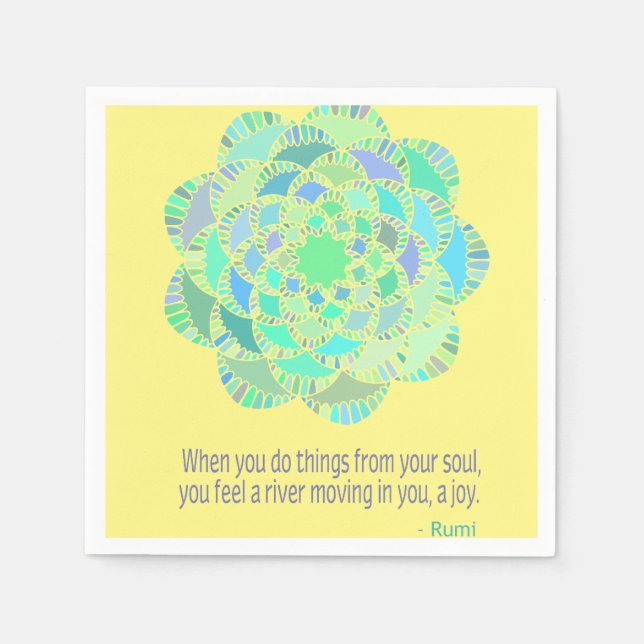 Mandala Rumi Joy Quote Paper Napkins (Front)