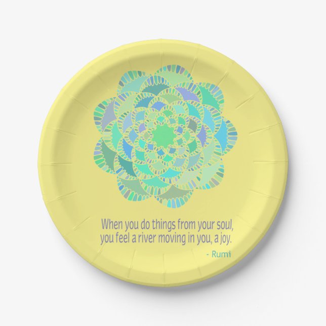 Mandala Rumi Joy Quote Paper Plates (Front)