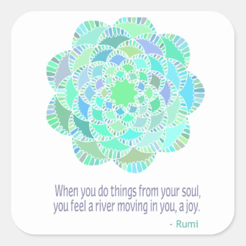 Mandala Rumi Joy Quote Square Sticker