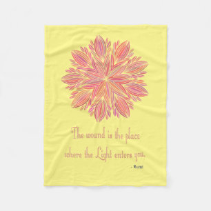 Mandala Rumi Wound quote Fleece Blanket