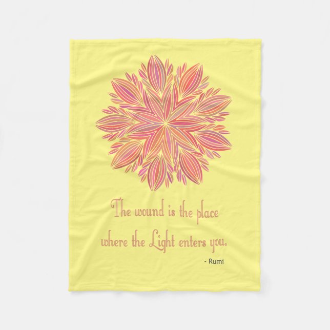 Mandala Rumi Wound quote Fleece Blanket (Front)
