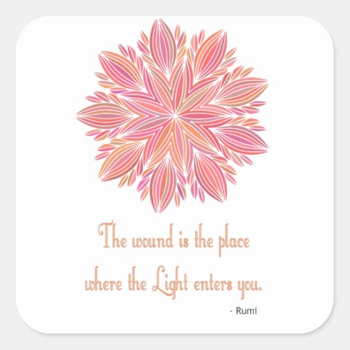 Mandala Rumi Wound quote Square Sticker