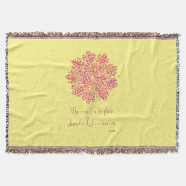 Mandala Rumi Wound quote Throw Blanket (Front)