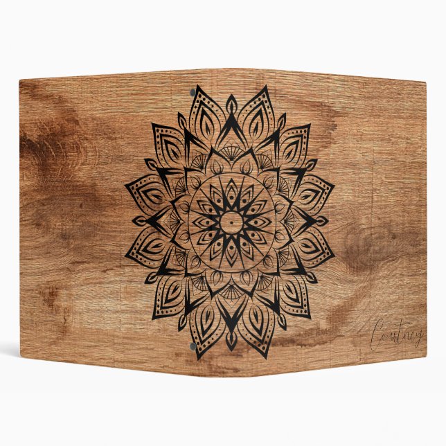 Mandala Rustic Wood Personalized Binder (Background)