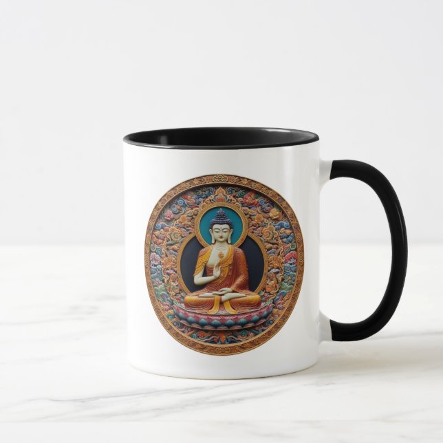 Mandala Sacred Buddha, Meditation, Buddhist Art Mug (Right)