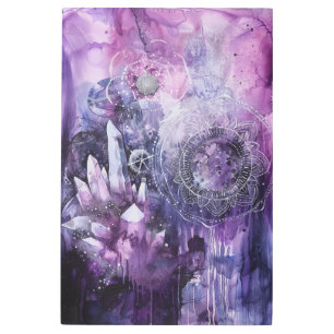 *~* Mandala SC3 Crystals Lavender & Magenta Gold Metal Print