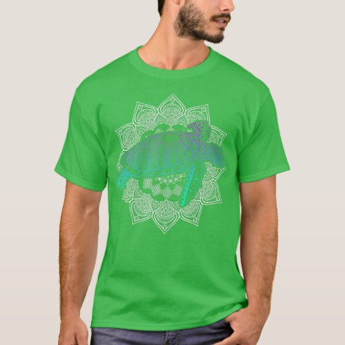 Mandala Sea Animal Ocean Hawaiian Tribal Turtle  T_Shirt