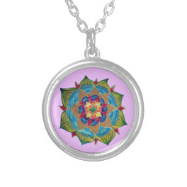 Mandala Silver Plated Round Necklace