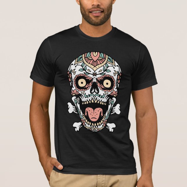Mandala Skull T-Shirt | Boho Gothic Skull Art Tee (Front)