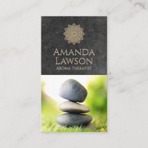 Mandala Slate Background Stacked Stones Business Card