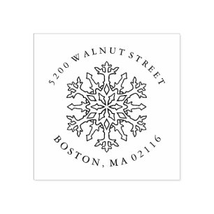 Mandala Snowflake Return Address Rubber Stamp
