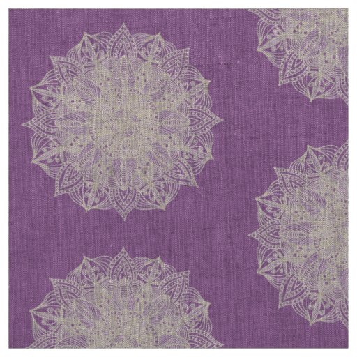 Mandala Snowflakes Purple Pattern Fabric