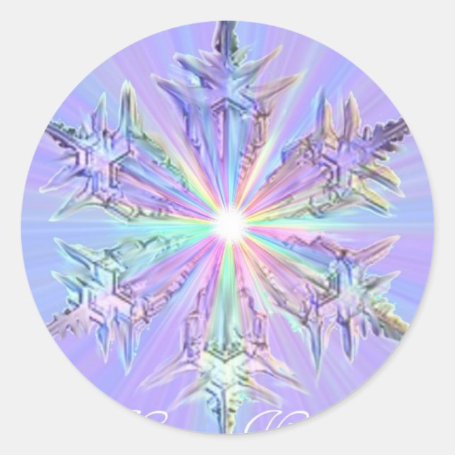 Mandala Sparkle Glitter Snowflake Crystal Art Classic Round Sticker (Front)