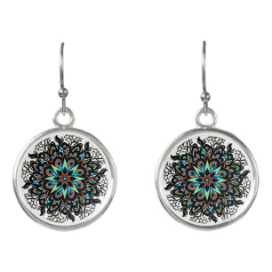 Mandala spiral earrings boho womens