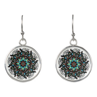 Mandala spiral earrings boho womens
