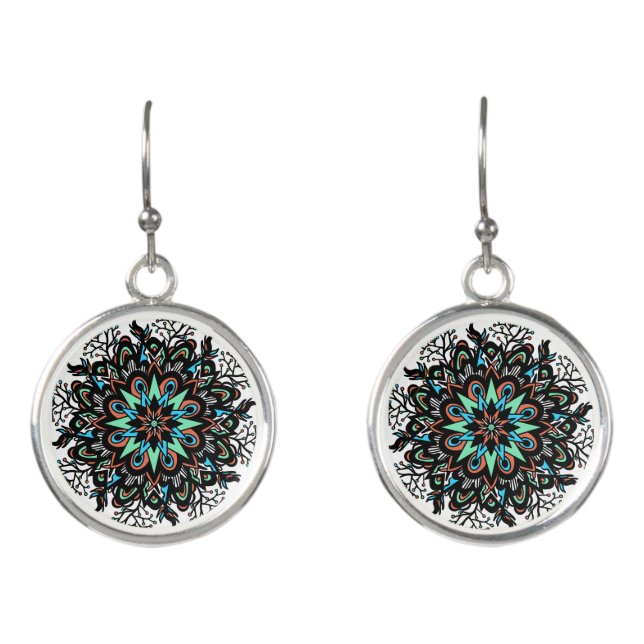 Mandala spiral earrings boho womens (Front)