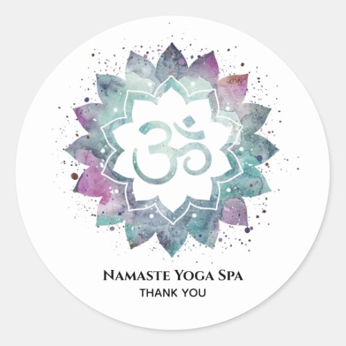  Mandala Spiritual Aum OM  Symbol Lotus Flower Classic Round Sticker