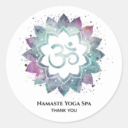 *~* Mandala Spiritual Aum OM  Symbol Lotus Flower Classic Round Sticker