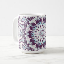 Mandala Spiritual Kaleidoscope Blue Purple White.