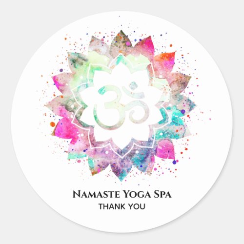  Mandala Spiritual OM Symbol Lotus Flower Classic Round Sticker