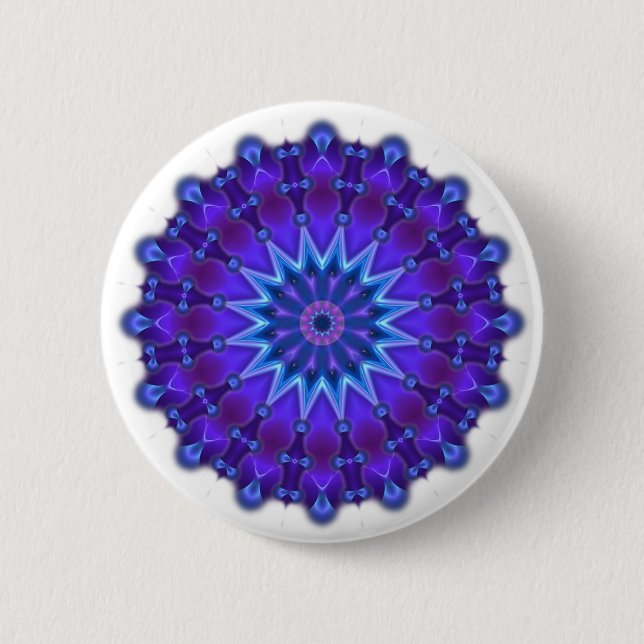 Mandala star in blue button (Front)